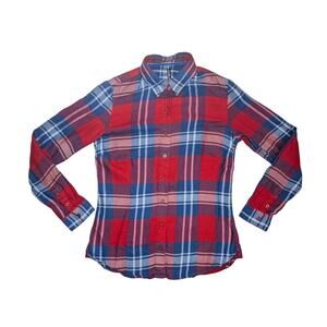 KÜHL Women's Small Red Navy Blue Plaid Flannel Button Up Long Sleeve Shirt S